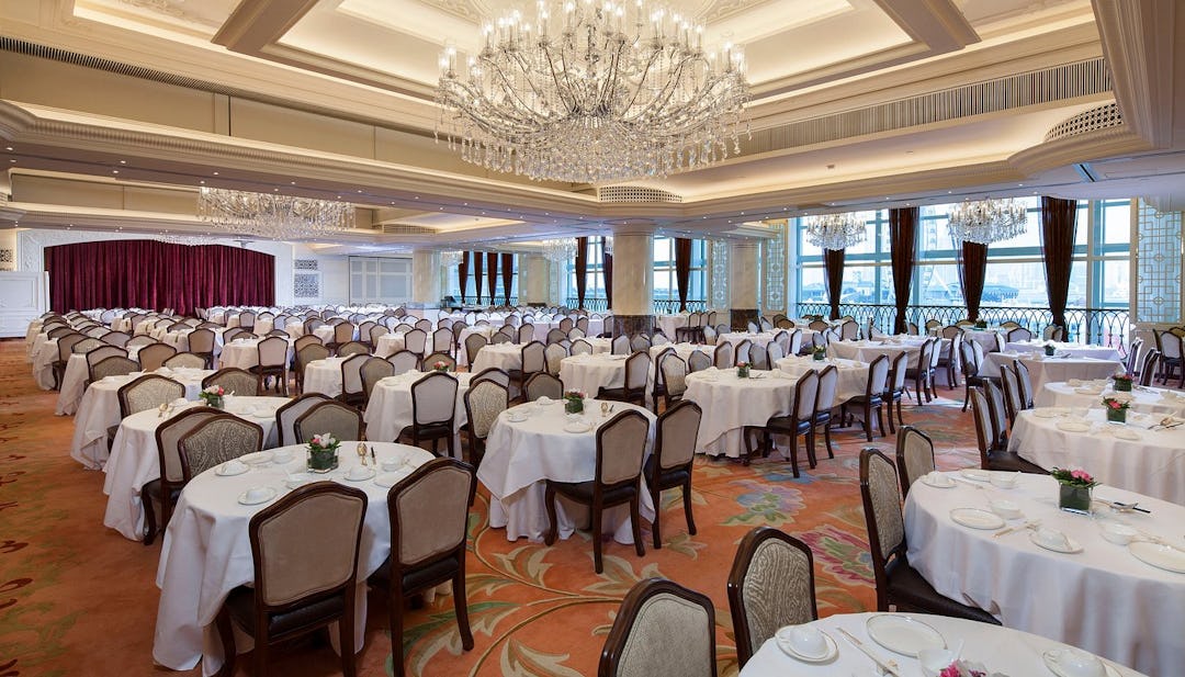 Interior of Maxim Palace, large dining hall and many seats