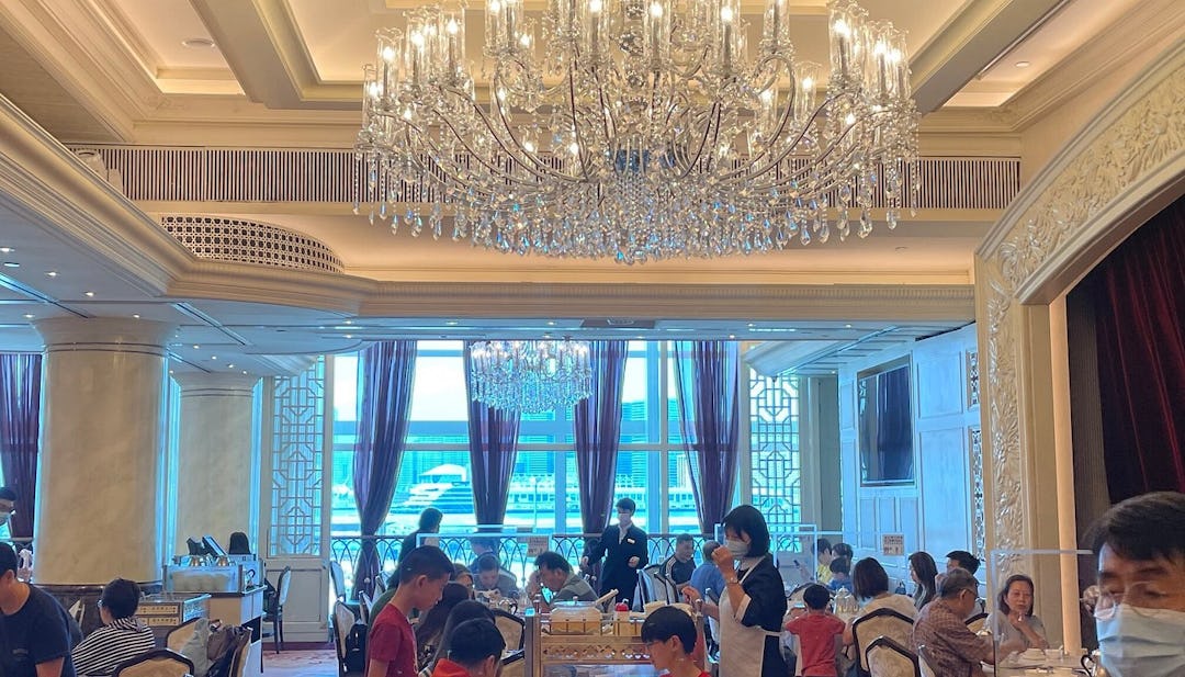 Chandelier at hanging from the roof