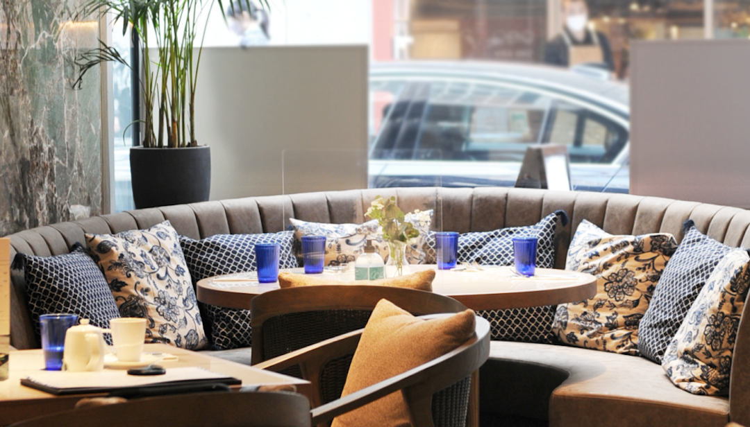 Restaurant interior, beautiful design with many seats for hotpot