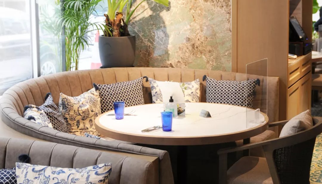 Empty dining tables, dimly lit, romantic setting with nice design at hotpot