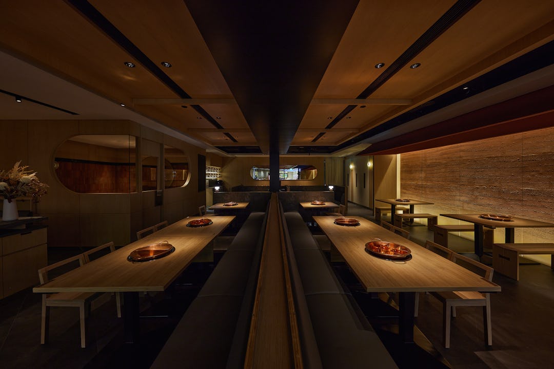 High tables, man mo dimsum restaruant interior.